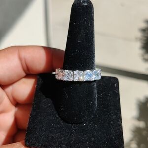 Sterling Silver 925 Rhodium Eternity Square ring